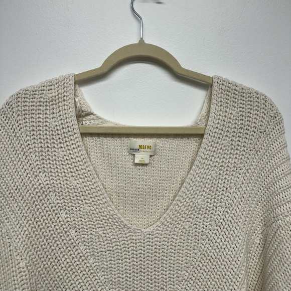 Anthropologie x Maeve V-Neck Sculptured Pullover Sweater - Off White - Picture 7 of 8
